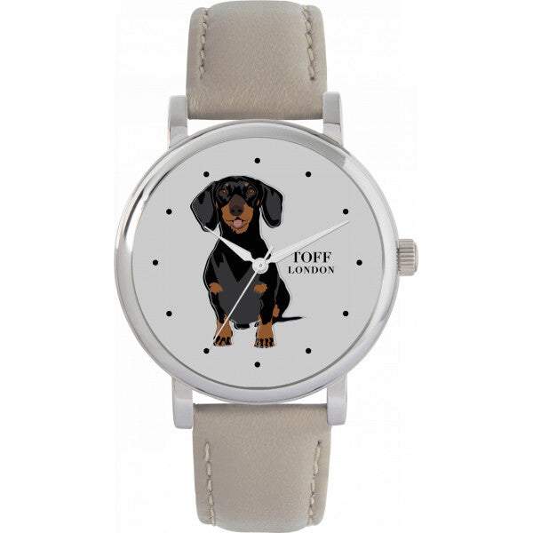 Toff London grey ladies dachshund dog watch 38mm - British product