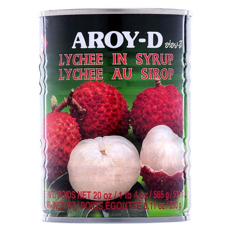 Aroy-D canned lychee fruit in syrup - British product