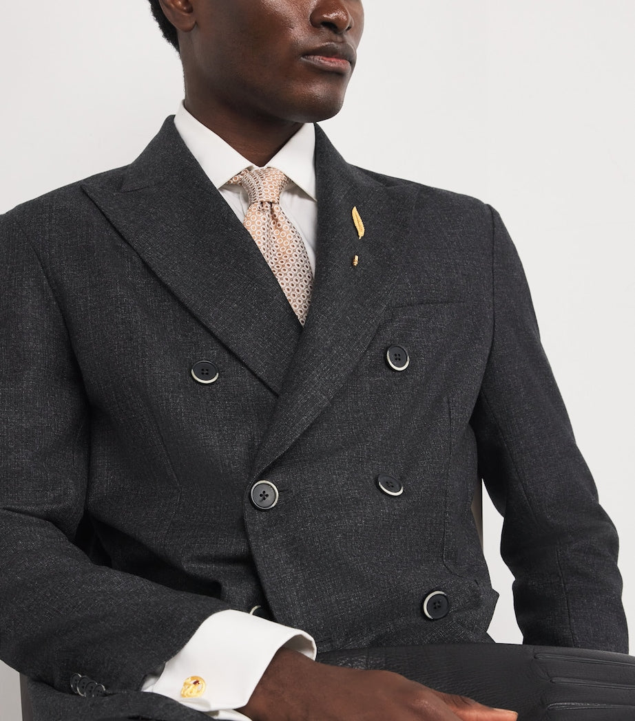 Tateossian gold-plated metal fern lapel pin, imported from the UK
