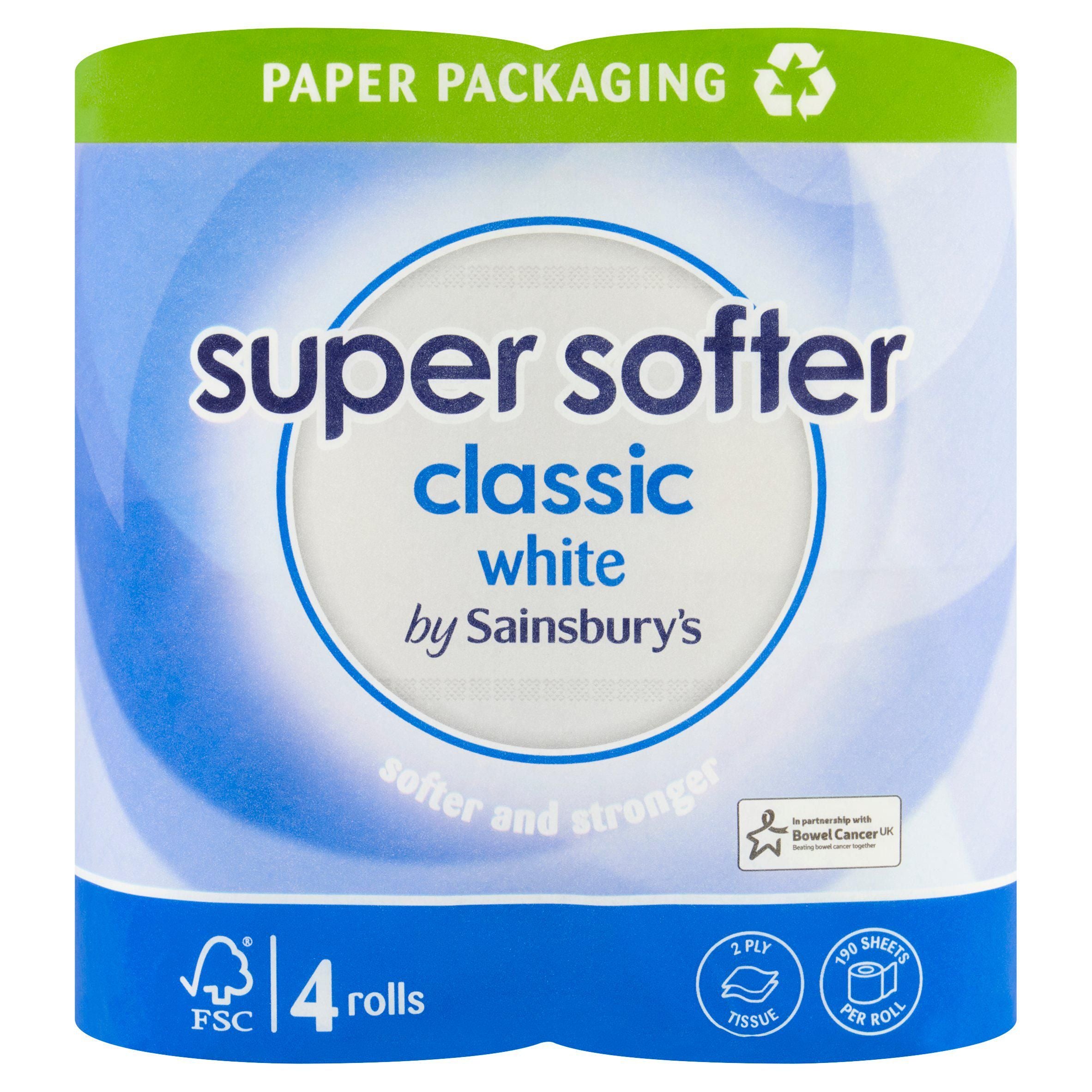 Sainsbury's Super Softer Classic White 2 Ply Tissue Rolls x4 GOODS Sainsburys   