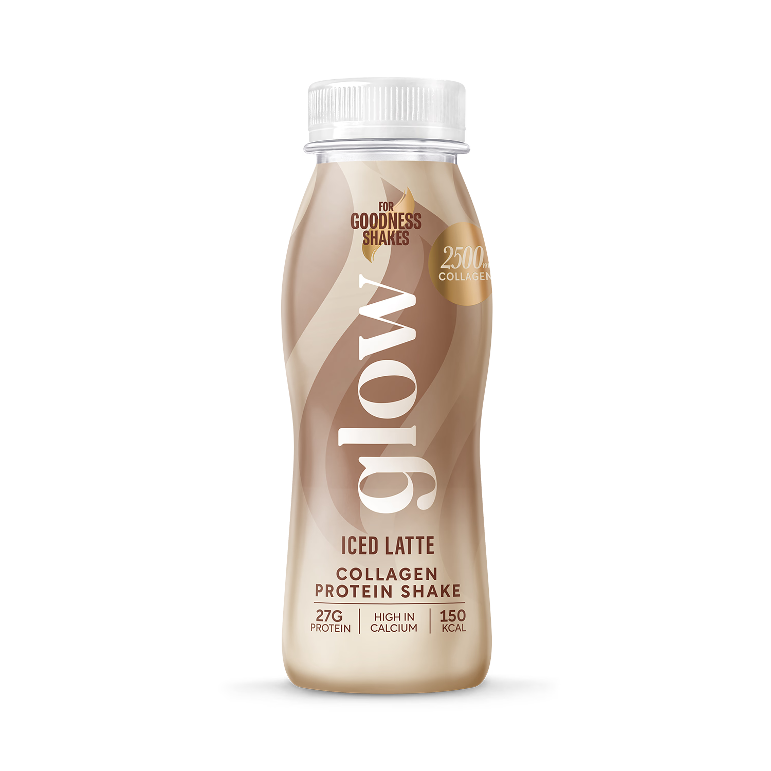 For Goodness Shakes Glow Collagen protein shake Iced Latte 250ml, imported from the UK