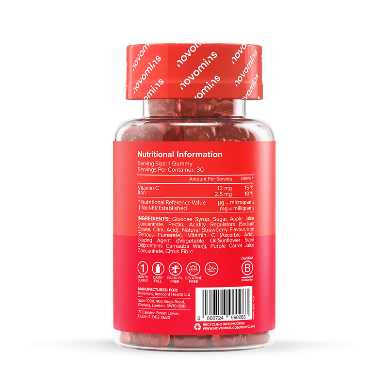 Novomins kids iron strawberry gummies 30, UK version