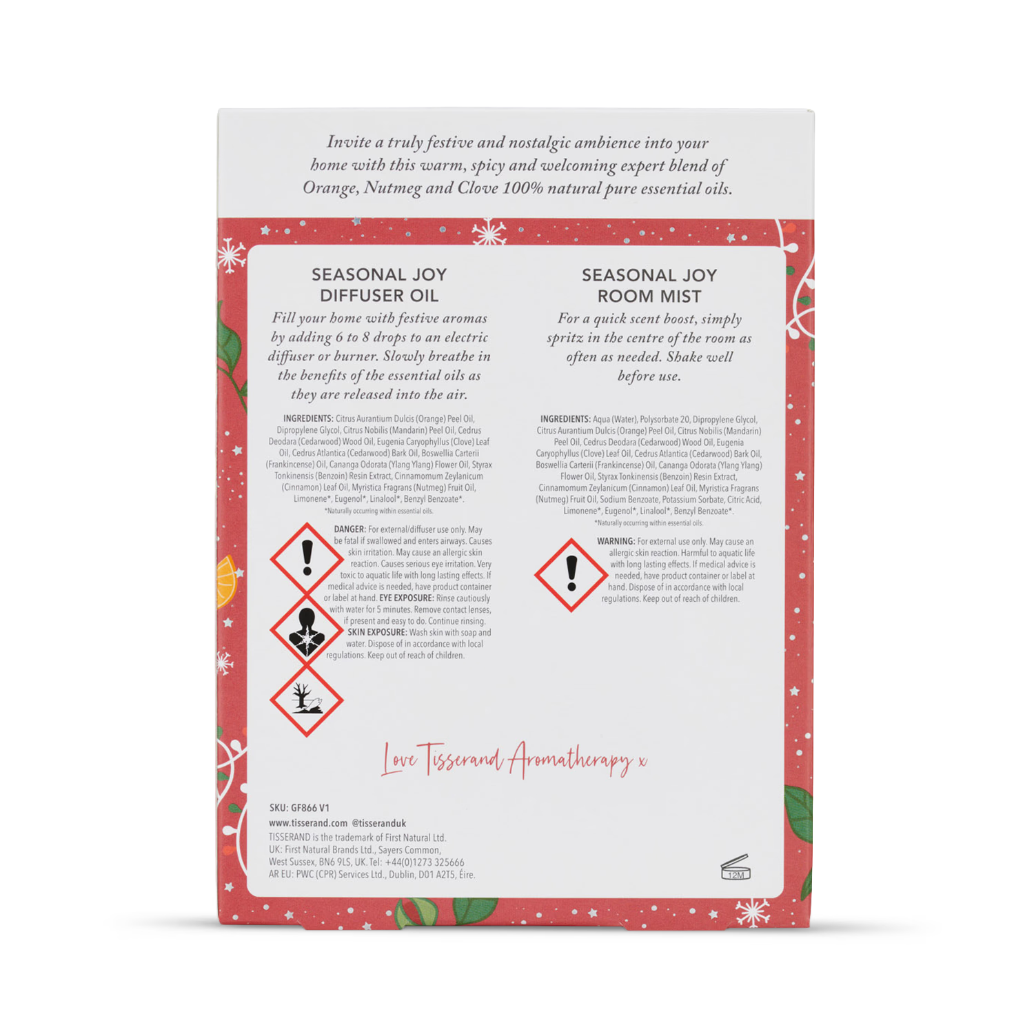 Tisserand Seasonal Joy aromatherapy duo kit 9ml and 100ml, UK version