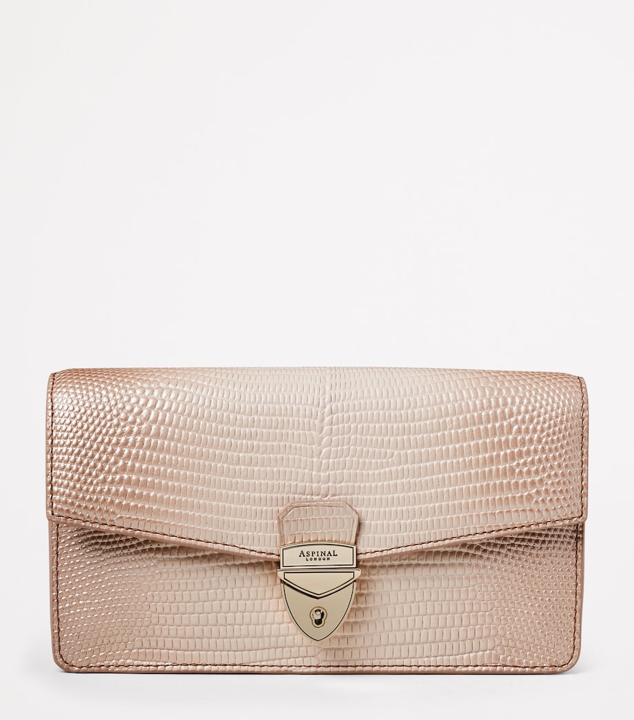 Aspinal of London Mayfair clutch bag metallic lizard-effect leather, UK version