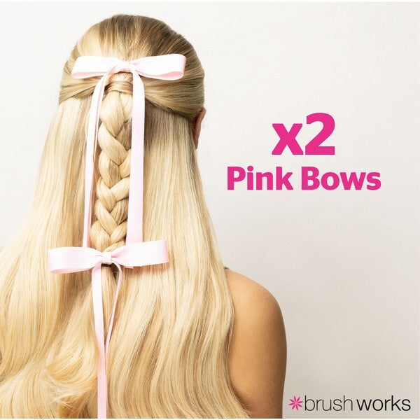 Brushworks Satin Hair Bow Pink Duo - British product