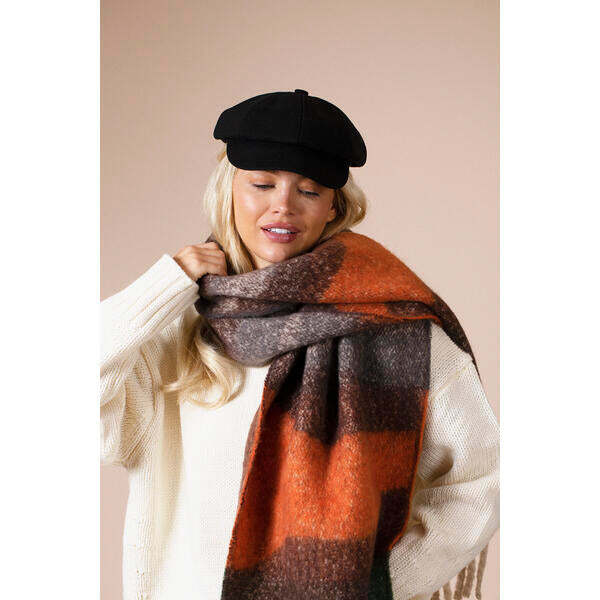 SVNX chunky scarf in brown orange 220cm - British product