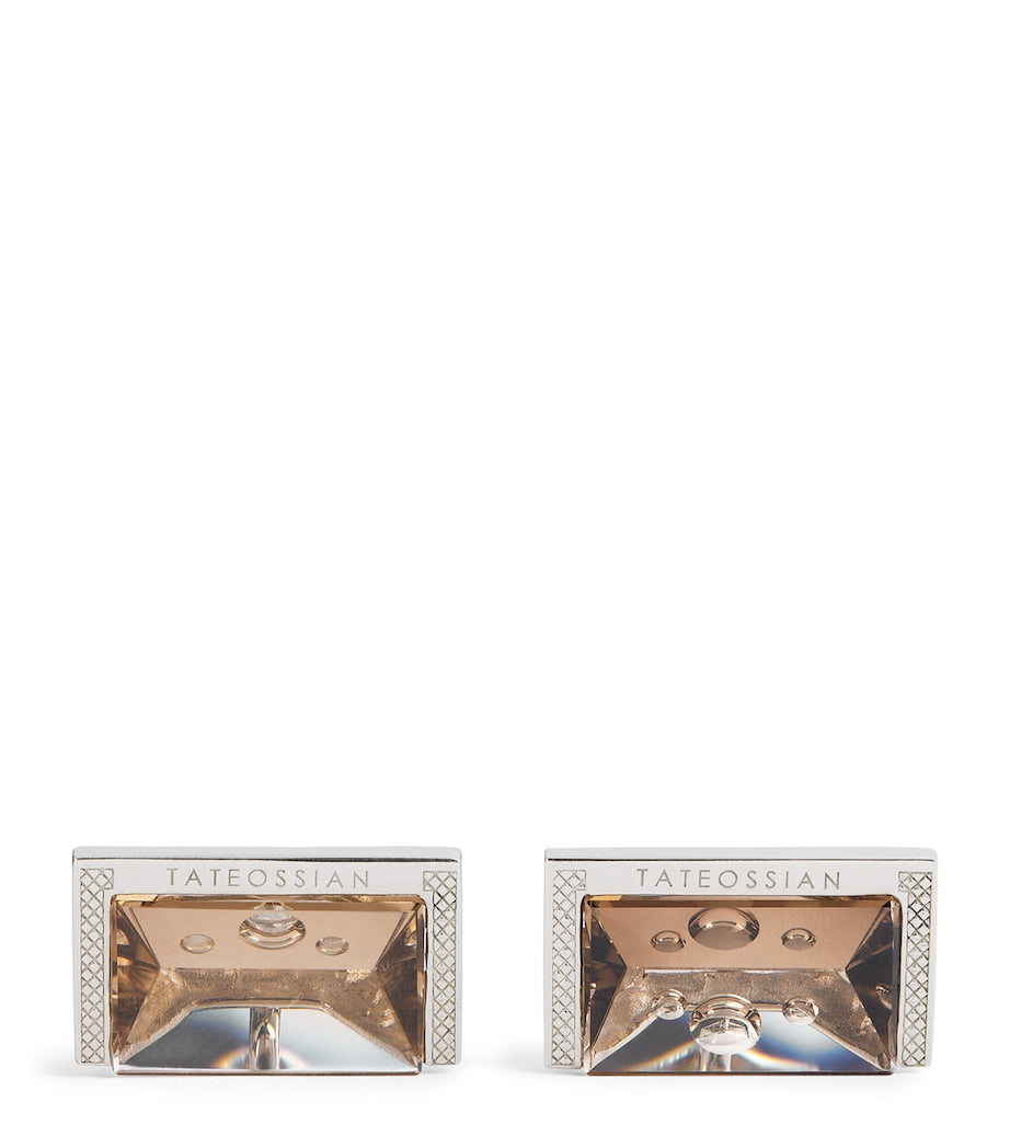 Tateossian sterling silver and smoky quartz cufflinks - British product
