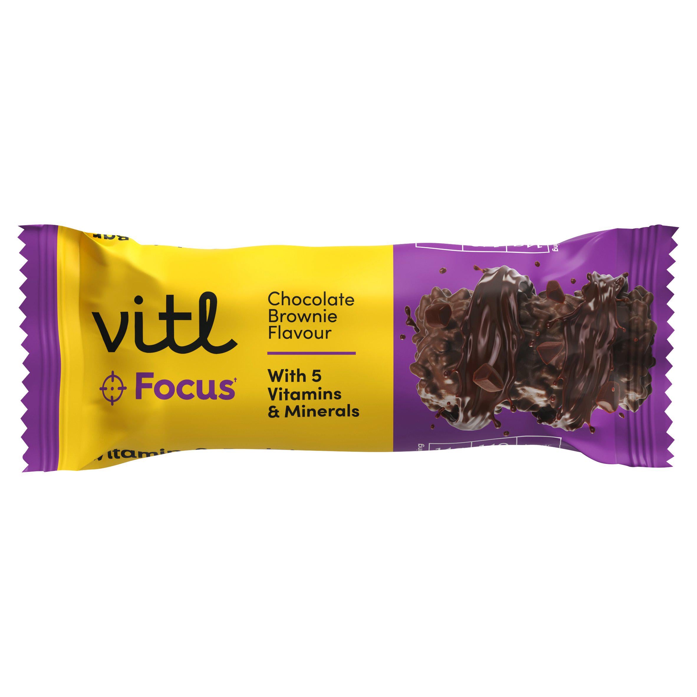 Vitl Focus Chocolate Brownie Flavour Vitamin & Protein Bar 60g GOODS Sainsburys   