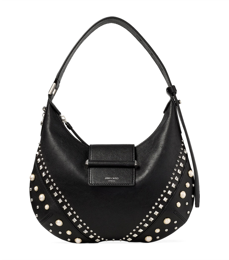 Jimmy Choo Small Bar Studded Leather Shoulder Bag (British brand)