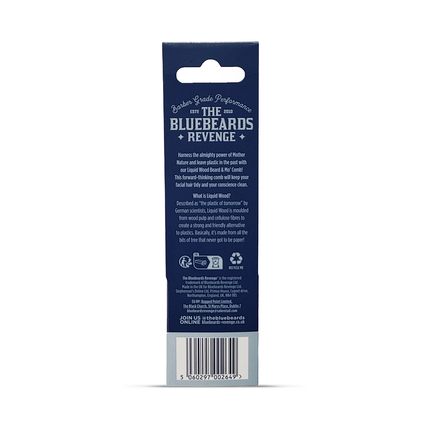 Bluebeards Revenge styling comb 18cm - British product