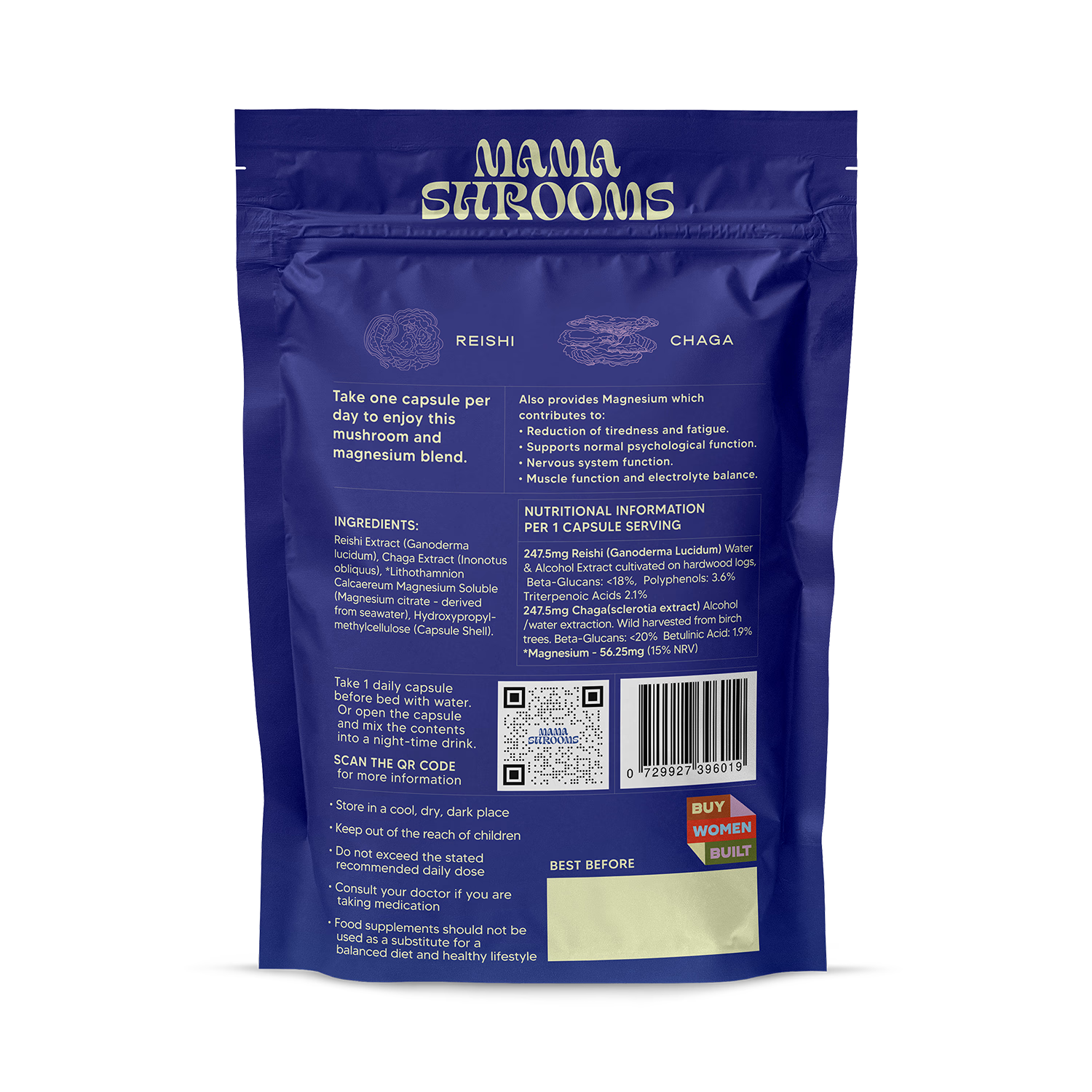 Mama Shrooms Night mushroom capsules 30ct - British product