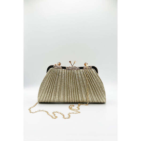 SVNX glitter metallic fibre clutch bag, imported from the UK