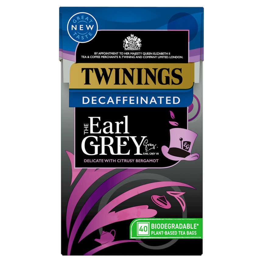 Twinings The Earl Grey Decaffeinated 40 Plant-Based Tea Bags GOODS ASDA   