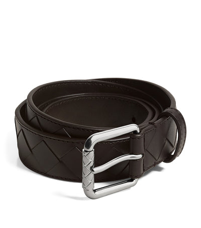 Harrods Bottega Veneta Leather Intrecciato Buckle Belt- Buy online at McGrocer