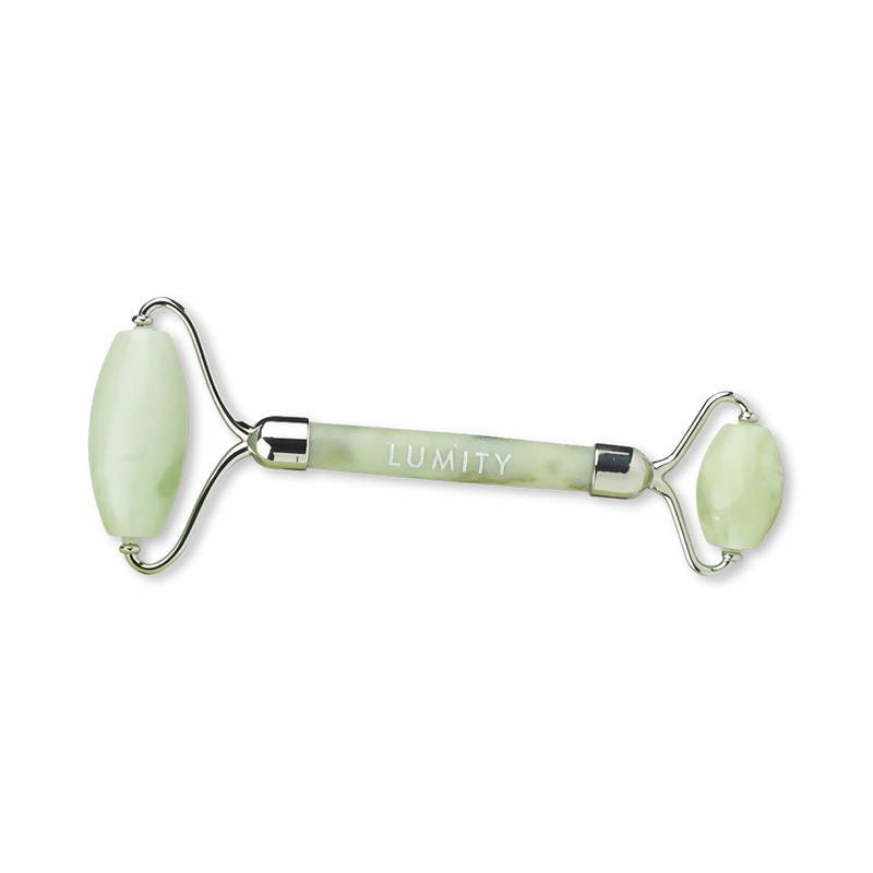 Lumity jade roller for facial massage and skincare, UK version