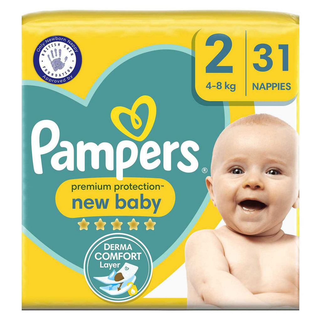 Pampers New Baby Size 2, 31 Newborn Nappies, 4kg-8kg, Carry Pack