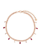 SHAY rose gold link choker with diamonds and rubies (British brand)