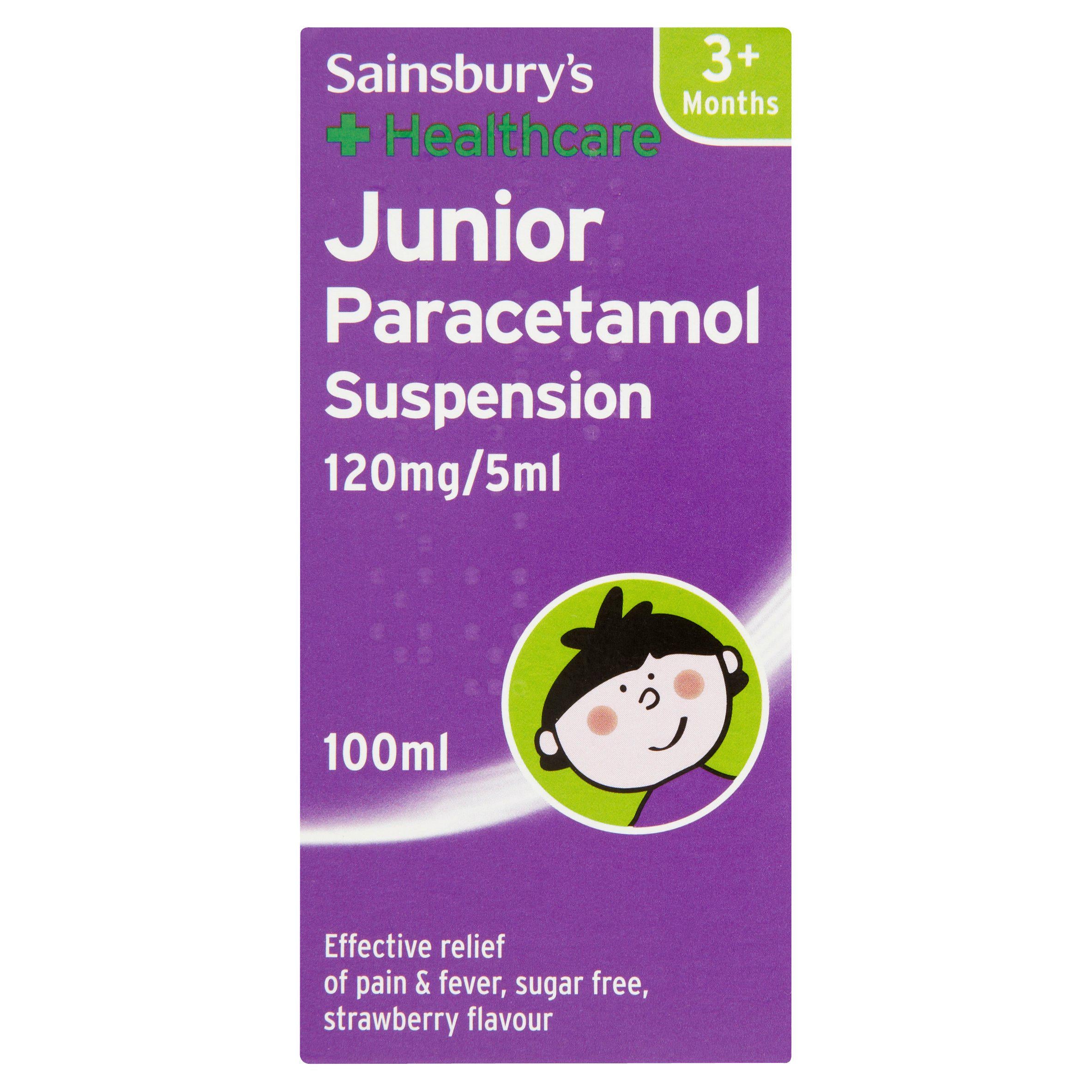 Sainsbury's Junior Paracetamol Suspension 100ml PERSONAL CARE Sainsburys   