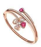 Bvlgari Fiorever bangle in rose gold with diamonds and rubellites (British brand)