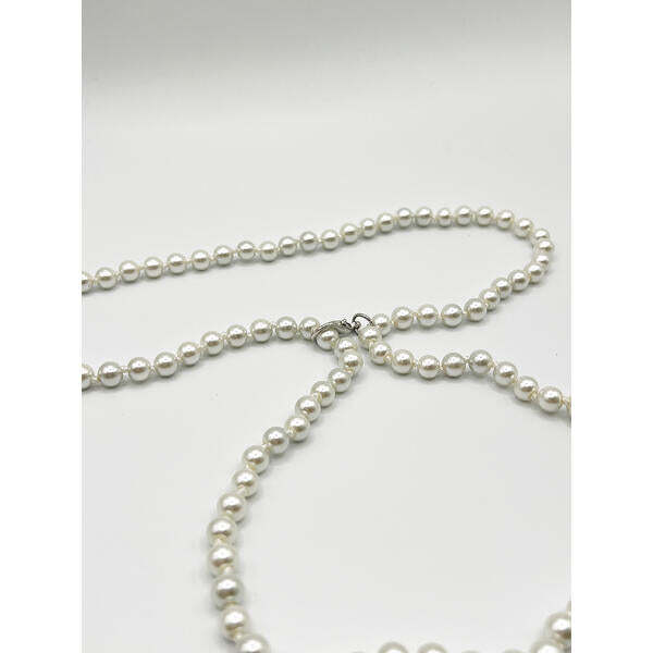 SVNX pearl chain belt in silver with imitation pearls (British brand)
