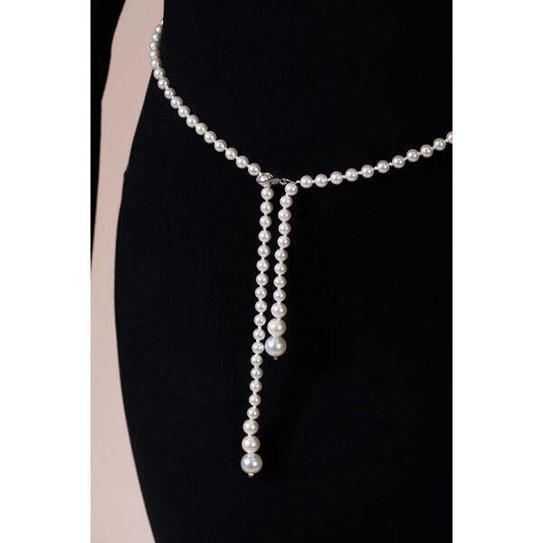 SVNX pearl chain belt in silver with imitation pearls (British brand)