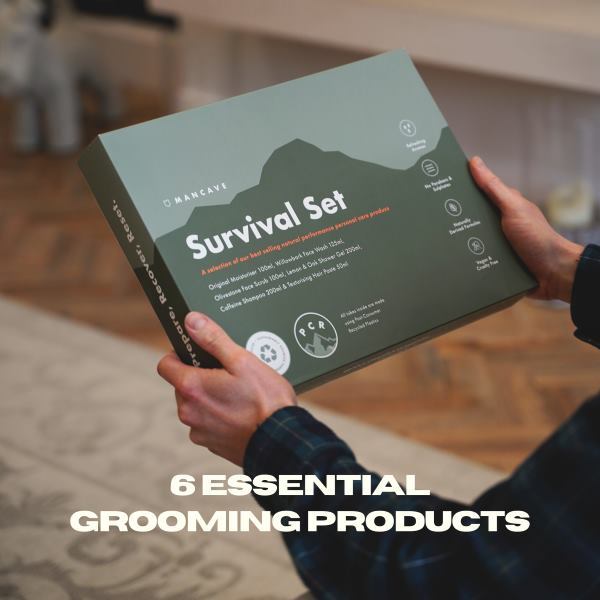 ManCave Survival Gift Set 6-piece grooming kit, imported from the UK