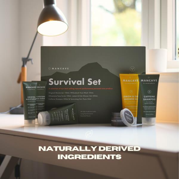 ManCave Survival Gift Set 6-piece grooming kit, imported from the UK