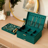 Livingandhome velvet jewellery box dark green - British product