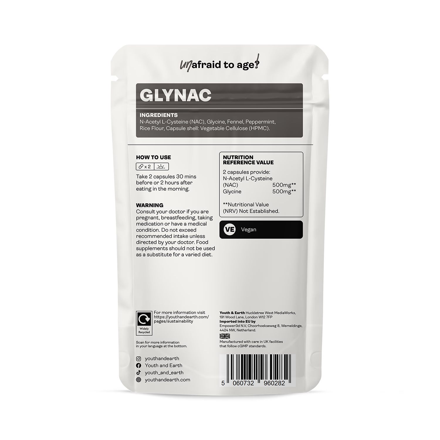 Youth and Earth GLYNAC supplement 500mg 60 capsules - British product