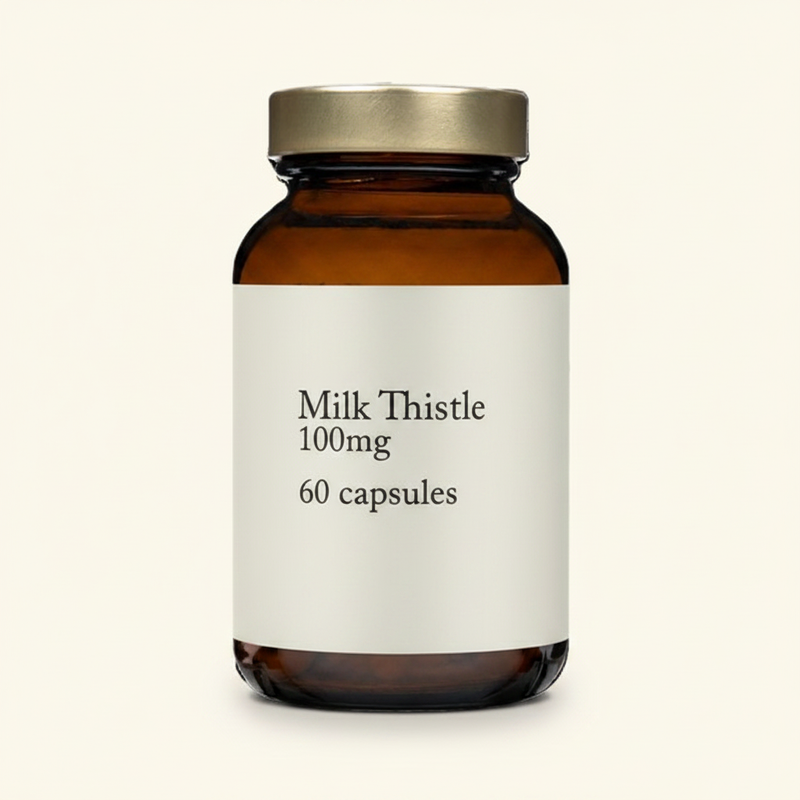 Holland & Barrett milk thistle capsules 100mg, imported from the UK