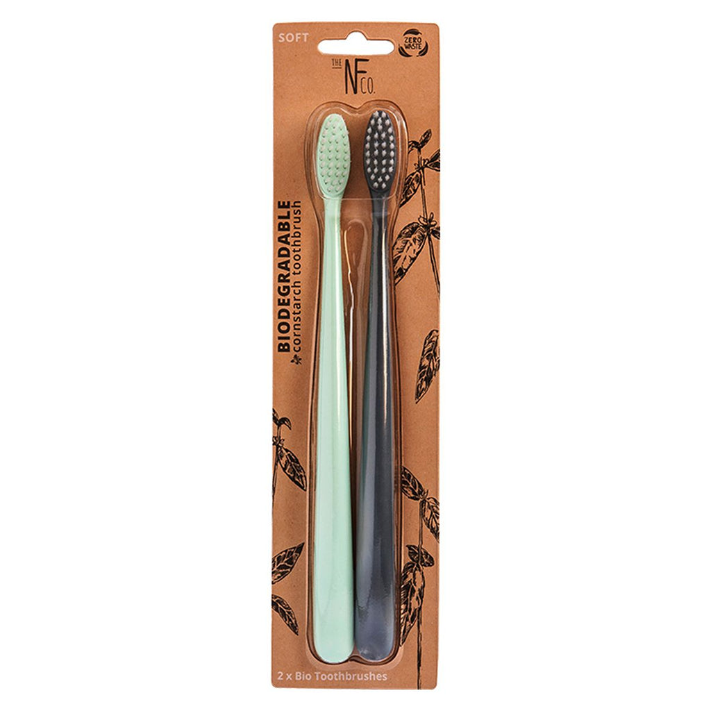 Natural Family Co Biodegradable Toothbrush Twin Pack Assorted Colours