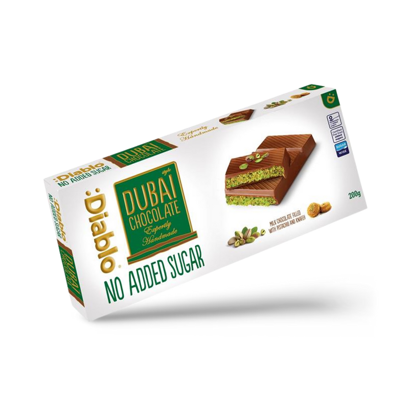 Diablo no added sugar Dubai chocolate bar 200g, UK version