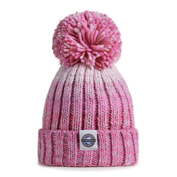 Superbobble reflective kids bobble hat rose pink (British brand)
