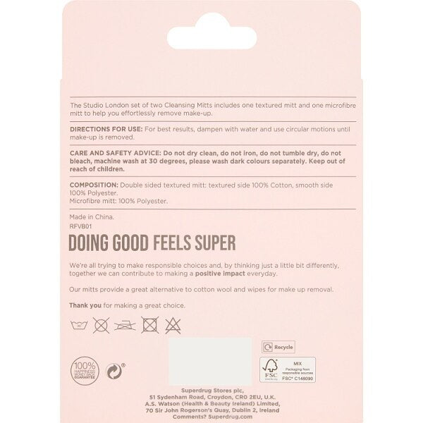 Studio London Cleansing Mitts 2pk GOODS Superdrug   