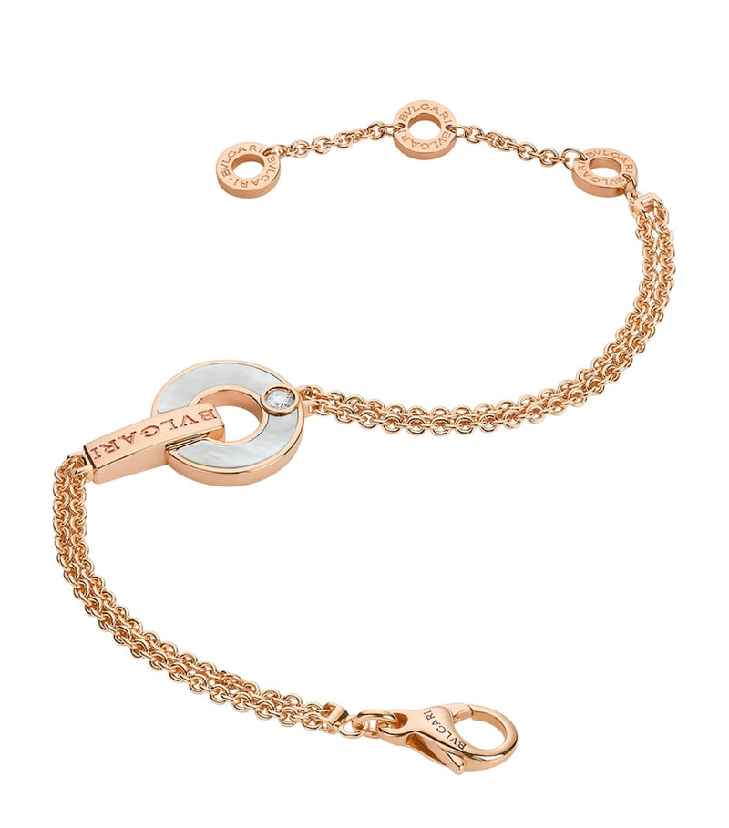 Bvlgari rose gold diamond mother-of-pearl openwork bracelet, UK version