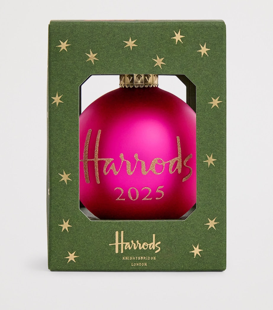 2025 Glass Festive Bauble with Velvet Hanging Loop