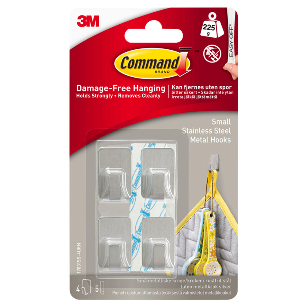 Command Stainless Steel Metal 4 Hooks