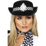 Smiffys policewoman costume hat black with badge, UK version