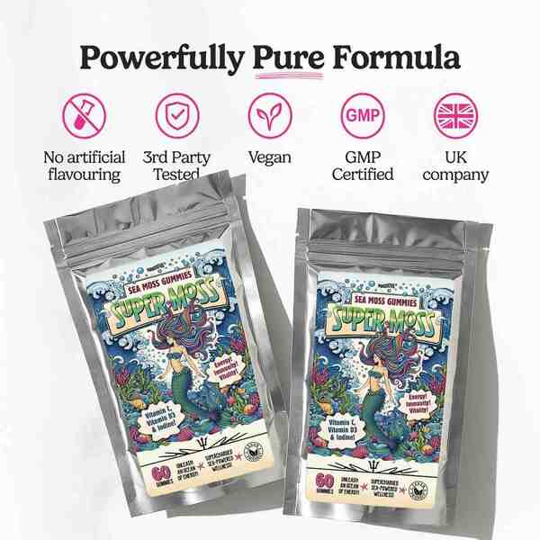 Innooova sea moss gummies low sugar apple 10 gummies, imported from the UK