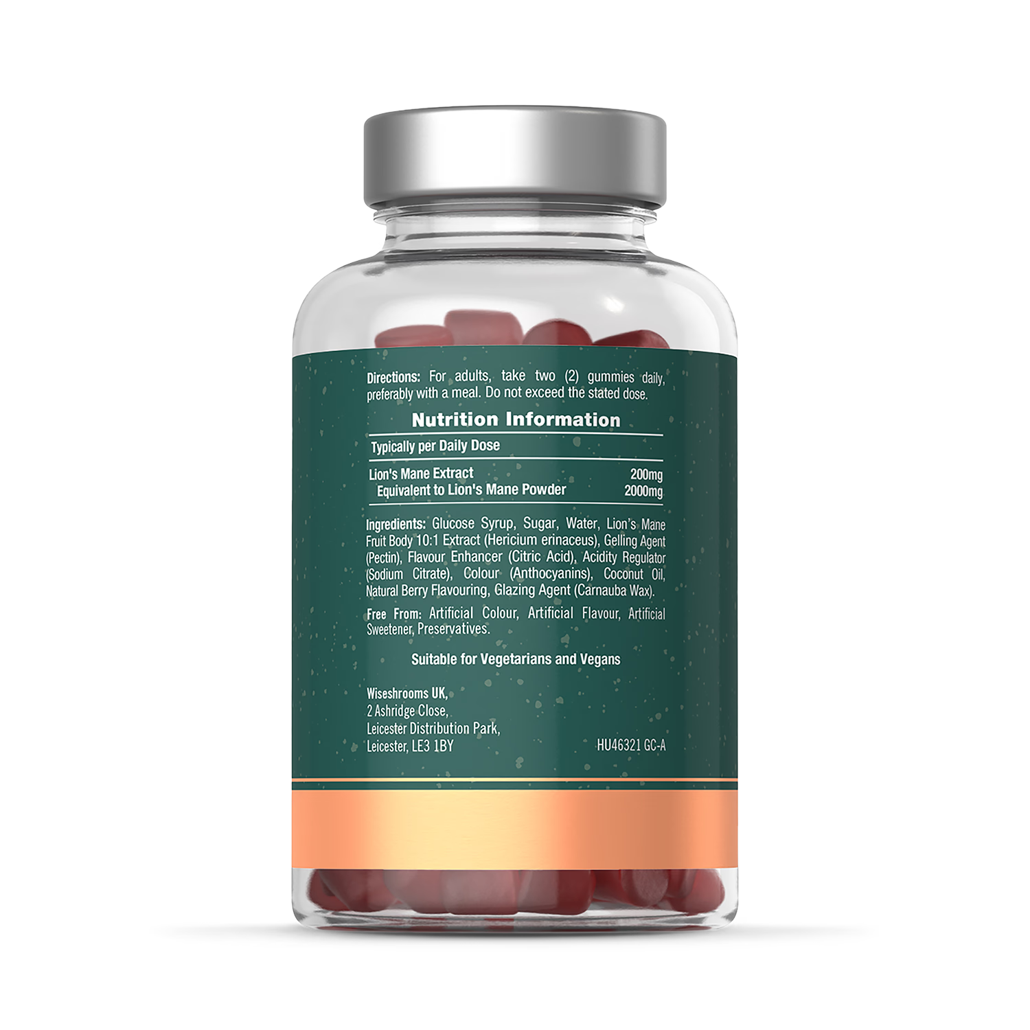 Wiseshrooms Lions Mane 2000mg vegan gummies - British product