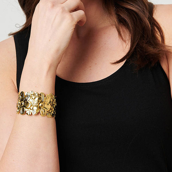 Izabel London floral metallic bracelet, imported from the UK