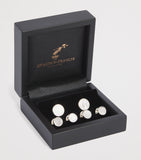 Deakin & Francis sterling silver mother-of-pearl round cufflinks, imported from the UK