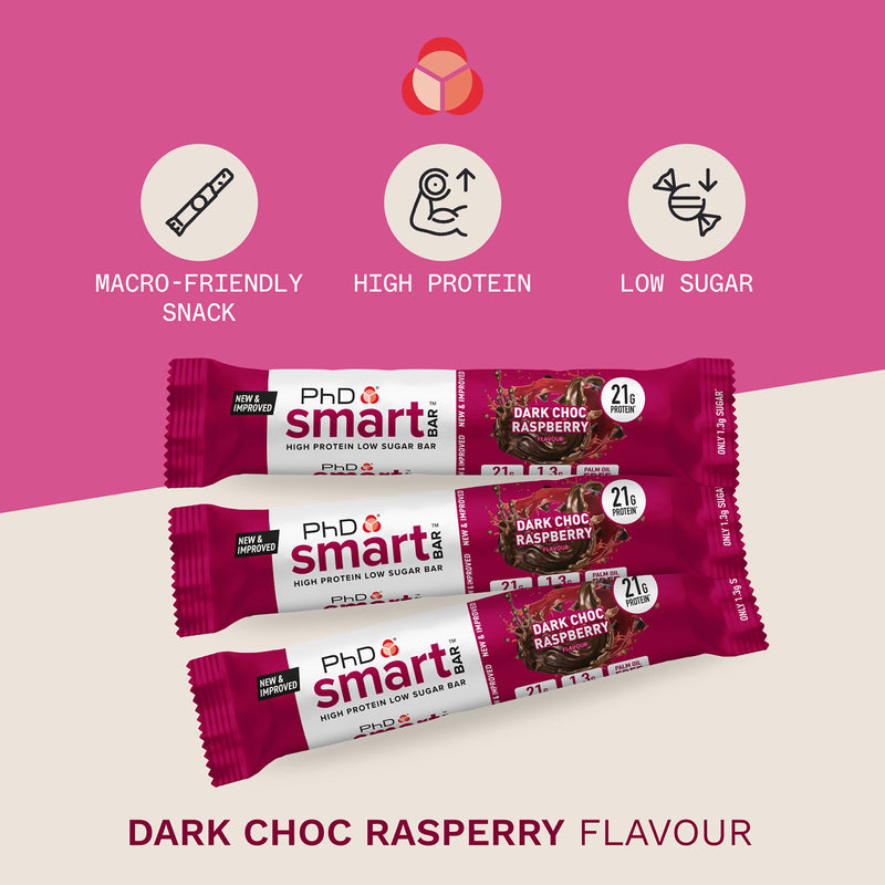 PhD protein bar dark choc raspberry 64g, UK version