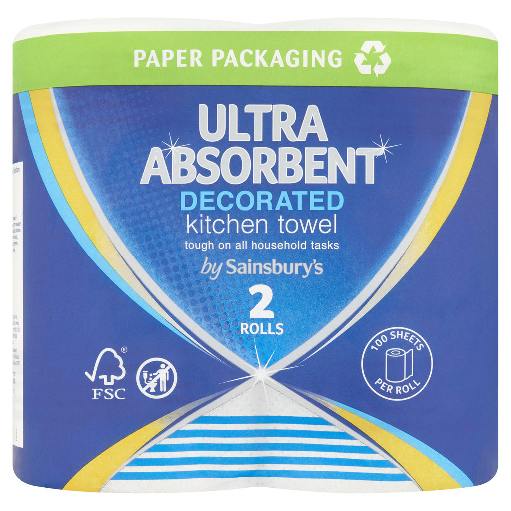 Sainsbury's Ultra Absorbent Decorated Kitchen Towel 2 Rolls