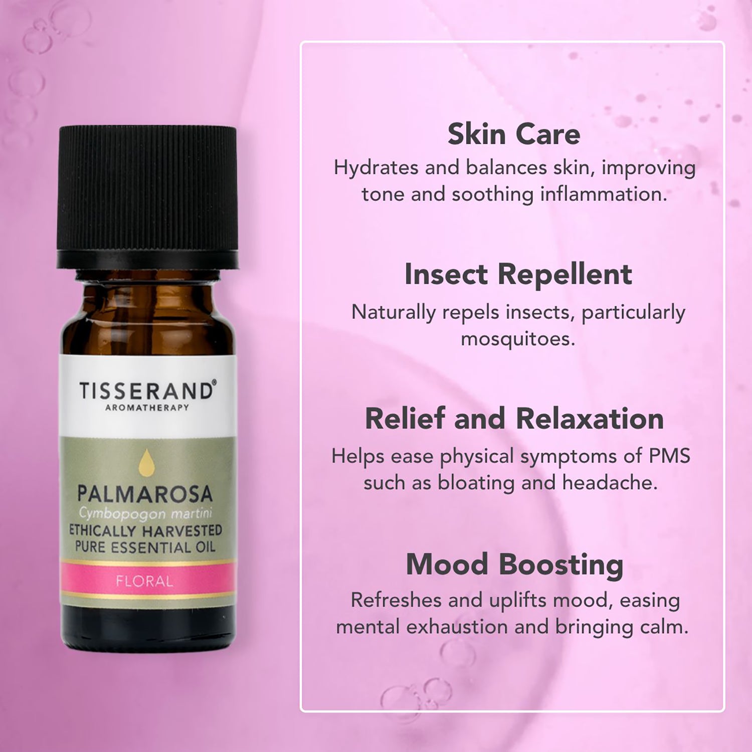 Tisserand Palmarosa pure essential oil 9ml (British brand)