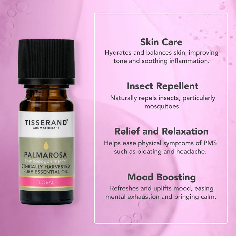Tisserand Palmarosa pure essential oil 9ml (British brand)