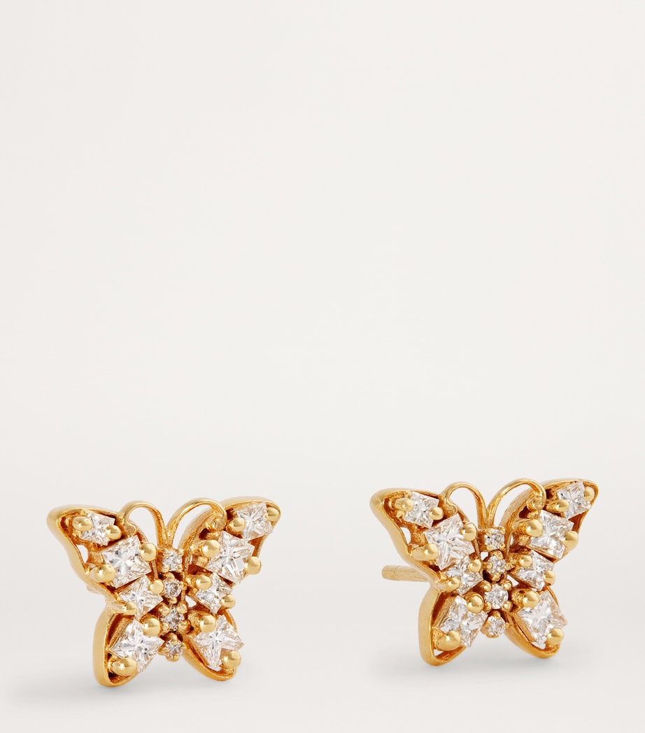 Suzanne Kalan mini butterfly stud earrings yellow gold diamond - British product