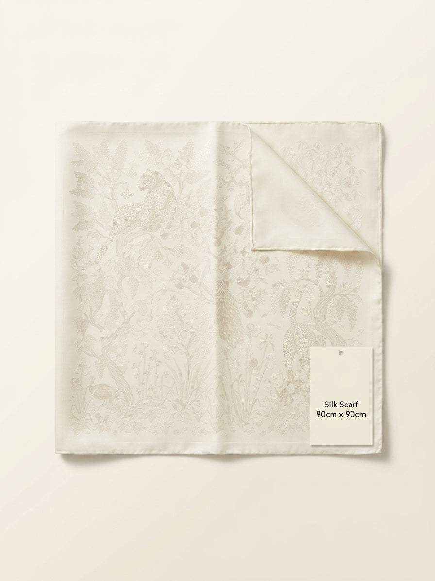 Cartier Blooming Panthère silk-twill scarf 90cm floral print, UK version