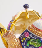Judith Leiber teapot clutch bag embellished with crystals, imported from the UK