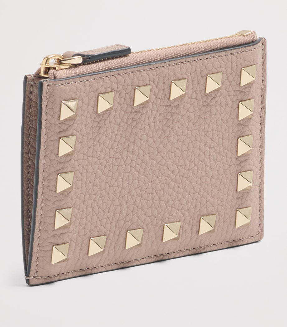 Valentino Garavani leather Rockstud card holder with card slots, imported from the UK